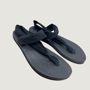 Sanuk Yoga Sling 2 Sandals Size 6 Black Comfort Bohemian Beachy Flip Flops